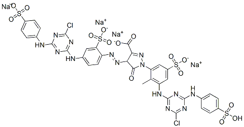 1H-Pyrazole-3-carboxylic acid, 1-[3-[[4-chloro-6-[(4-sulfophenyl)amino]-1,3,5-triazin-2-yl]amino]-2-methyl-5-sulfophenyl]-4-[[4-[[4-chloro-6-[(4-sulfophenyl)amino]-1,3,5-triazin-2-yl]amino]-2-sulfophenyl]azo]-4,5-dihydro-5-oxo-, tetrasodium|