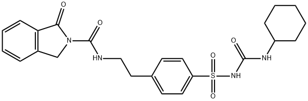 N-[2-[4-[[[(シクロヘキシルアミノ)カルボニル]アミノ]スルホニル]フェニル]エチル]-1,3-ジヒドロ-1-オキソ-2H-イソインドール-2-カルボアミド 化学構造式