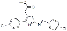 2-[(4-クロロベンジリデン)アミノ]-4-(4-クロロフェニル)チアゾール-5-酢酸メチル 化学構造式