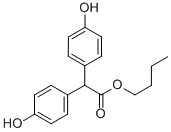 4-ヒドロキシ-α-(4-ヒドロキシフェニル)ベンゼン酢酸ブチル 化学構造式