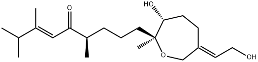 (3E,6R)-9-[(2S)-3α-ヒドロキシ-6-[(E)-2-ヒドロキシエチリデン]-2-メチルオキセパン-2-イル]-2,3,6-トリメチル-3-ノネン-5-オン 化学構造式