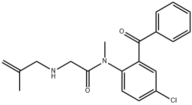 N-(2-ベンゾイル-4-クロロフェニル)-N-メチル-2-[(2-メチル-2-プロペニル)アミノ]アセトアミド 化学構造式