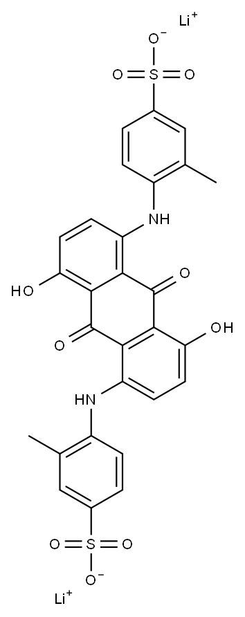 dilithium 6,6'-[(9,10-dihydro-4,8-dihydroxy-9,10-dioxo-1,5-anthrylene)diimino]bis[toluene-3-sulphonate] 结构式