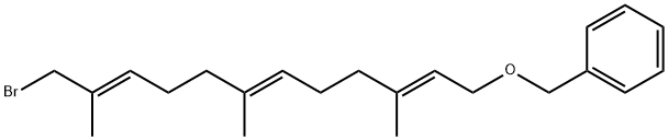 (E,E,E)-[(12-ブロモ-3,7,11-トリメチル-2,6,10-ドデカトリエニル)オキシ]メチル]ベンゼン 化学構造式