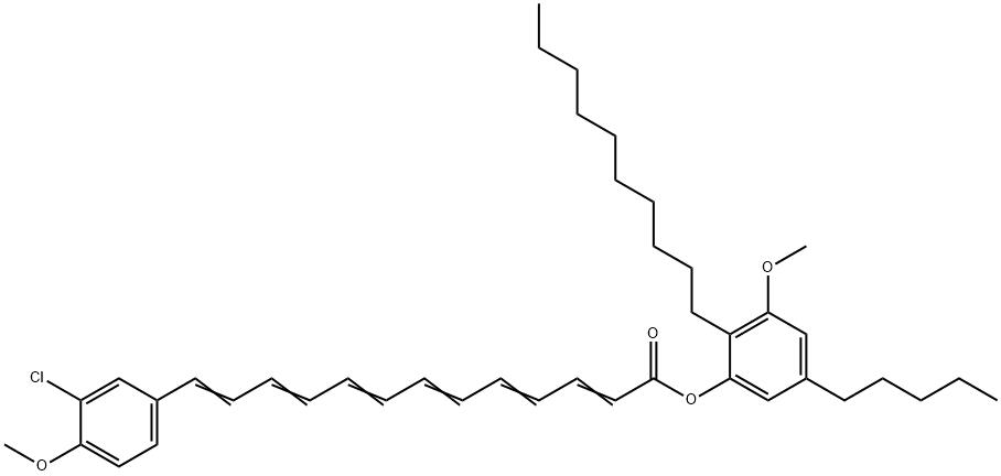 13-(3-Chloro-4-methoxyphenyl)-2,4,6,8,10,12-tridecahexaenoic acid 2-decyl-3-methoxy-5-pentylphenyl ester Struktur