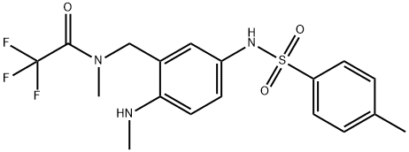 2,2,2-Trifluoro-N-methyl-N-[[2-(methylamino)-5-[[(4-methylphenyl)sulfonyl]amino]phenyl]methyl]acetamide Struktur