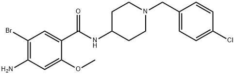 4-アミノ-5-ブロモ-N-[1-(4-クロロベンジル)-4-ピペリジル]-2-メトキシベンズアミド 化学構造式