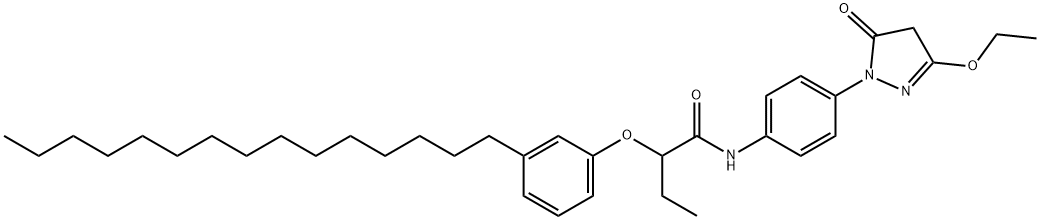 N-[4-[(3-エトキシ-4,5-ジヒドロ-5-オキソ-1H-ピラゾール)-1-イル]フェニル]-2-(3-ペンタデシルフェノキシ)ブタンアミド 化学構造式