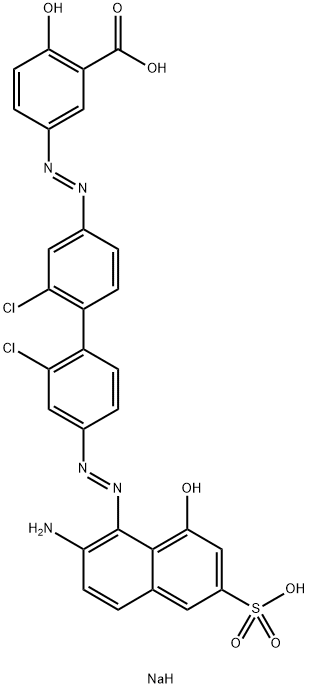 5-[[4'-[(2-アミノ-8-ヒドロキシ-6-スルホナフタレン-1-イル)アゾ]-2,2'-ジクロロ[1,1'-ビフェニル]-4-イル]アゾ]-2-ヒドロキシ安息香酸ジナトリウム 化学構造式