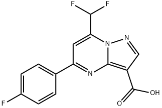 7-(difluoromethyl)-5-(4-fluorophenyl)pyrazolo[1,5-a]pyrimidine-3-carboxylic acid Struktur