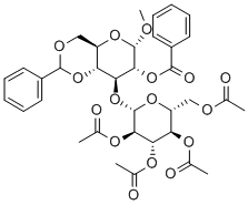 Methyl3-O-(2,3,4,6-tetra-O-acetyl-b-D-glucopyranosyl)-4,6-O-benzylidene-2-O-benzoyl-a-D-glucopyranoside Struktur