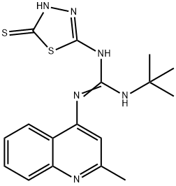 Guanidine, 1-tert-butyl-3-(5-mercapto-1,3,4-thiadiazol-2-yl)-2-(2-meth yl-4-quinolyl)- Struktur