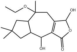 8-エトキシ-4,4a,5,6,7,7a,8,9-オクタヒドロ-1,4-ジヒドロキシ-6,6,8-トリメチルアズレノ[5,6-c]フラン-3(1H)-オン 化学構造式