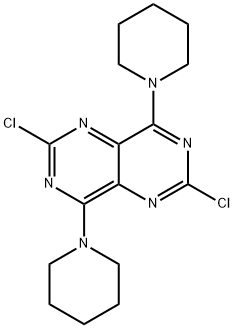 2,6-ジクロロ-4,8-ジピペリジノピリミド[5,4-d]ピリミジン 化学構造式