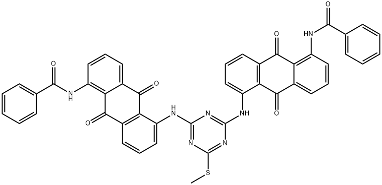 N,N'-[[6-(methylthio)-1,3,5-triazine-2,4-diyl]bis[imino(9,10-dihydro-9,10-dioxoanthracene-5,1-diyl)]]bis(benzamide) Struktur