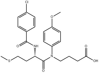 4-[[(2S)-2-[(4-chlorobenzoyl)amino]-4-methylsulfanyl-butanoyl]-(4-meth oxyphenyl)amino]butanoic acid Structure