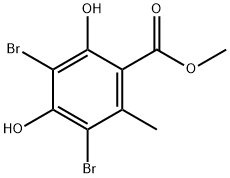 3,5-ジブロモ-2,4-ジヒドロキシ-6-メチル安息香酸メチル 化学構造式