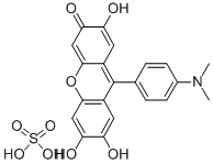 9-(4'-ジメチルアミノフェニル)-2,6,7-トリヒドロキシフルオロン硫酸塩 化学構造式