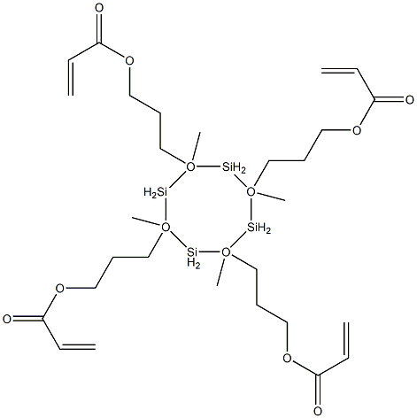 2,4,6,8-テトラメチルシクロオクタンテトラシロキサン-2,4,6,8-テトラ(1-プロパノール)テトラアクリラート 化学構造式
