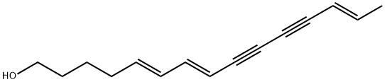 (5E,7E,13E)-5,7,13-ペンタデカトリエン-9,11-ジイン-1-オール 化学構造式