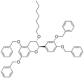 (2R)-2α-[3,4-ビス(フェニルメトキシ)フェニル]-3β-(ヘプチルオキシ)-3,4-ジヒドロ-5,7-ビス(フェニルメトキシ)-2H-1-ベンゾピラン 化学構造式