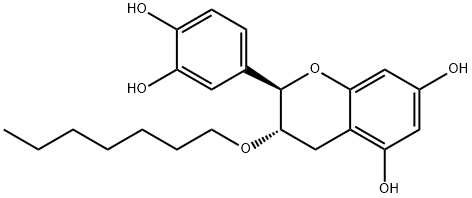 (2R-trans)-2-(3,4-dihydroxyphenyl)-3-(heptyloxy)-3,4-dihydro-2H-1-benzopyran-5,7-diol Structure