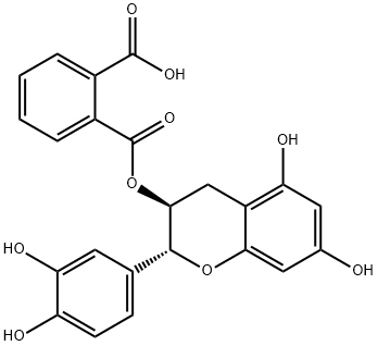 1,2-Benzenedicarboxylic acid, mono(2-(3,4-dihydroxyphenyl)-3,4-dihydro -5,7-dihydroxy-2H-1-benzopyran-3-yl) ester, (2R-trans)- Structure