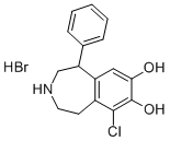 2,3,4,5-テトラヒドロ-6-クロロ-1-フェニル-1H-3-ベンゾアゼピン-7,8-ジオール 化学構造式