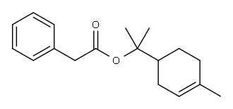 1-methyl-1-(4-methyl-3-cyclohexen-1-yl)ethyl phenylacetate Struktur