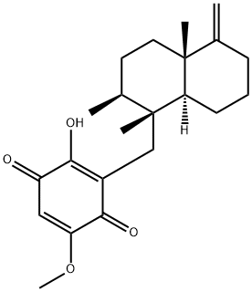 3-[(十氢-1Β,2Β,4AΒ-三甲基-5-亚甲基-1-萘基)甲基]-2-羟基-5-甲氧基苯醌, 71678-03-0, 结构式