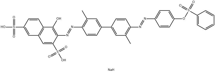 3-[[3,3'-Dimethyl-4'-[[4-[(phenylsulfonyl)oxy]phenyl]azo][1,1'-biphenyl]-4-yl]azo]-4-hydroxy-2,7-naphthalenedisulfonic acid disodium salt 结构式