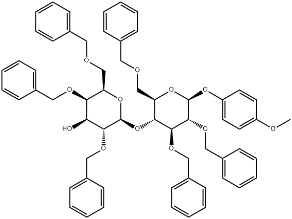 4-Methoxyphenyl 4-O-(2,4,6-Tri-O-benzyl-beta-D-galactopyranosyl)-2,3,6-tri-O-benzyl-beta-D-glucopyranoside Structure