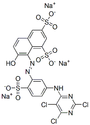 7-Hydroxy-8-[[2-sulfo-5-[(2,5,6-trichloro-4-pyrimidinyl)amino]phenyl]azo]-1,3-naphthalenedisulfonic acid trisodium salt,71720-90-6,结构式