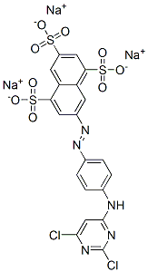 trisodium 7-[[4-[(2,6-dichloro-4-pyrimidinyl)amino]phenyl]azo]naphthalene-1,3,5-trisulphonate Structure