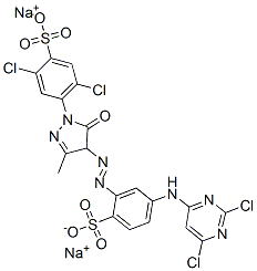 2,5-Dichloro-4-[[4-[[5-[(2,6-dichloro-4-pyrimidinyl)amino]-2-sulfophenyl]azo]-4,5-dihydro-3-methyl-5-oxo-1H-pyrazol]-1-yl]benzenesulfonic acid disodium salt Structure