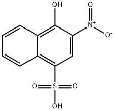 4-ヒドロキシ-3-ニトロ-1-ナフタレンスルホン酸 化学構造式
