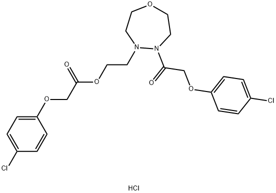 Acetic acid, (4-chlorophenoxy)-, 2-(5-((4-chlorophenoxy)acetyl)tetrahy dro-1,4,5-oxadiazepin-4(5H)-yl)ethyl ester, monohydrochloride 结构式