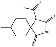 1-Acetyl-8-methyl-1,3-diazaspiro[4.5]decane-2,4-dione Struktur
