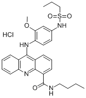 4-Acridinecarboxamide, N-butyl-9-(4-(propylsulfonamido)-2-methoxyanili no)-, monohydrochloride 结构式