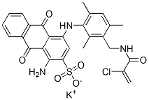 potassium 1-amino-4-[[3-[[(2-chloro-1-oxoallyl)amino]methyl]-2,4,6-trimethylphenyl]amino]-9,10-dihydro-9,10-dioxoanthracene-2-sulphonate|1-氨基-4-[[3-[[(2-氯烯丙酰基)氨基]甲基]-2,4,6-三甲苯基]氨基]-9,10-二氢-9,10-二氧代蒽-2-磺酸钾