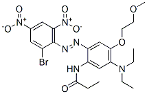 N-[2-[(2-ブロモ-4,6-ジニトロフェニル)アゾ]-5-(ジエチルアミノ)-4-(2-メトキシエトキシ)フェニル]プロパンアミド 化学構造式