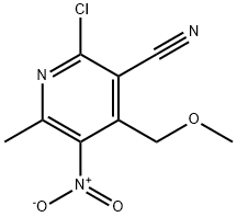 2-クロロ-4-(メトキシメチル)-5-ニトロ-6-メチルピリジン-3-カルボニトリル 化学構造式