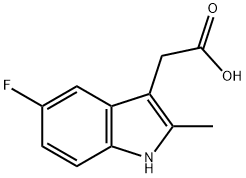 (5-フルオロ-2-メチル-1H-インドール-3-イル)酢酸 化学構造式