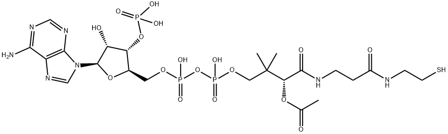アデノシン3'-りん酸5'-[二りん酸P2-[2,2-ジメチル-3-ヒドロキシ-3-[[2-[[2-(アセチルチオ)エチル]アミノカルボニル]エチル]アミノカルボニル]プロピル]] 化学構造式