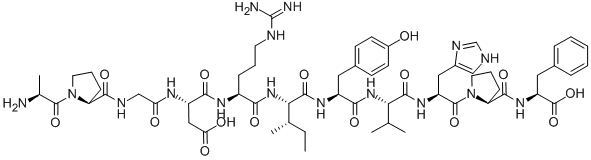 ALA-PRO-GLY-ASP-ARG-ILE-TYR-VAL-HIS-PRO-PHE: APGDRIYVHPF, 72007-47-7, 结构式