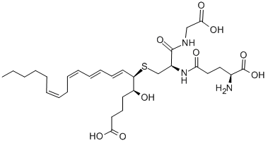 N-[S-[(1R,2E,4E,6Z,9Z)-1-[(S)-4-カルボキシ-1-ヒドロキシブチル]-2,4,6,9-ペンタデカテトラエン-1-イル]-N-L-γ-グルタミル-L-システイニル]グリシン 化学構造式