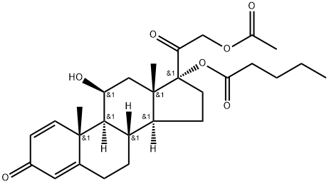 11beta,17,21-trihydroxypregna-1,4-diene-3,20-dione 21-acetate 17-valerate Struktur