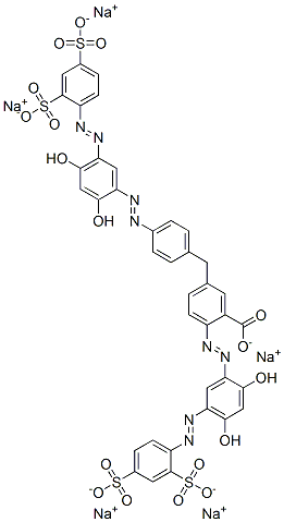 2-[[5-[(2,4-Disulfophenyl)azo]-2,4-dihydroxyphenyl]azo]-5-[[4-[[5-[(2,4-disulfophenyl)azo]-2,4-dihydroxyphenyl]azo]phenyl]methyl]benzoic acid pentasodium salt Structure