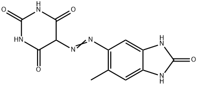 5-[[(2,3-ジヒドロ-6-メチル-2-オキソ-1H-ベンゾイミダゾール)-5-イル]アゾ]-2,4,6(1H,3H,5H)-ピリミジントリオン 化学構造式