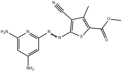 4-Cyano-5-[(4,6-diamino-2-pyridinyl)azo]-3-methyl-2-thiophenecarboxylic acid methyl ester 结构式